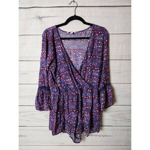 American Eagle Outfitters Womens Romper Playsuit Multicolor‎ Floral Surplice M